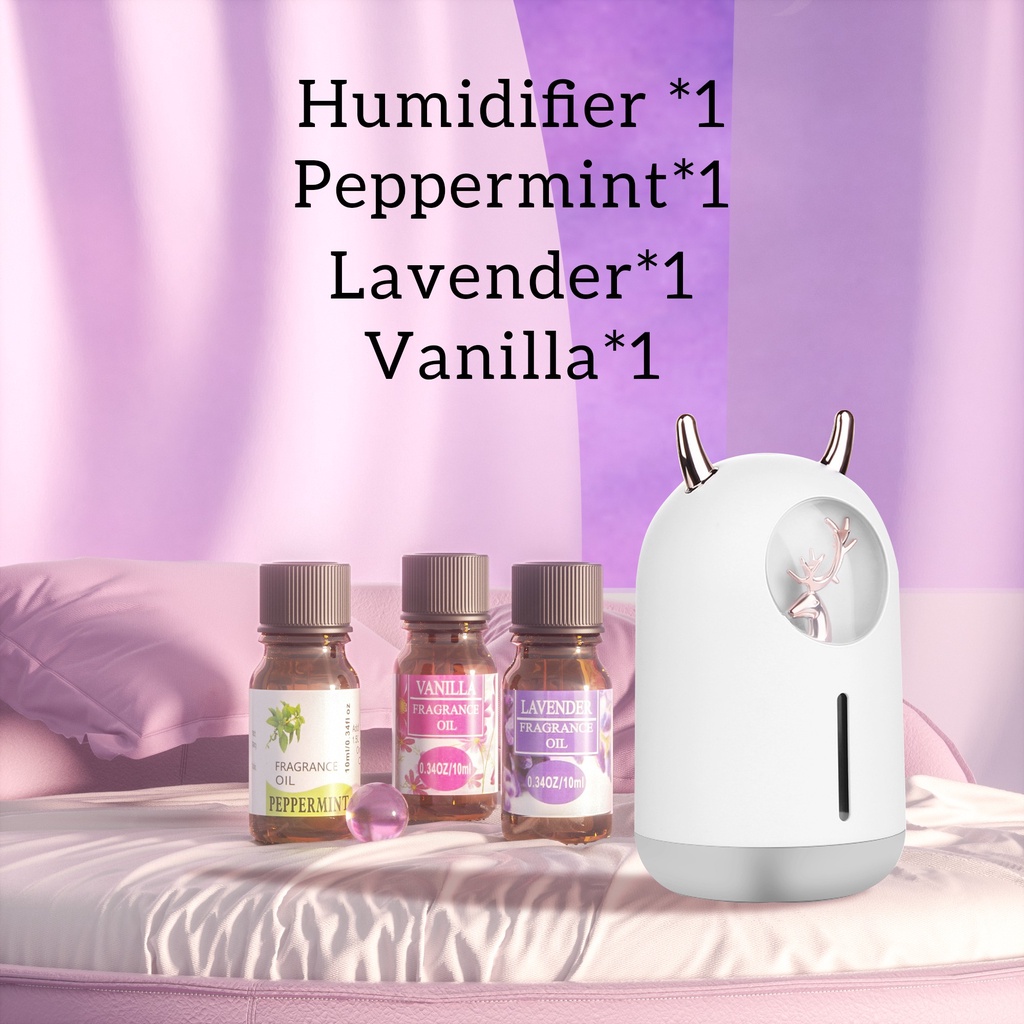 [endear]100% ORI cute Bear Humidifier 600ML Essential Oil Diffuser Aroma Terapi Pengharum Ruangan-White *1+OIL*3