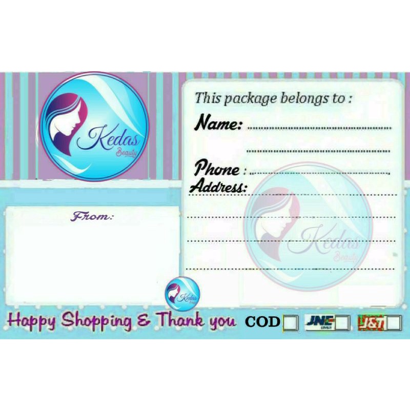 

SHIPING CARD/LABEL PENGIRIMAN/STICKER PENGIRIMAN KEDAS BEAUTY