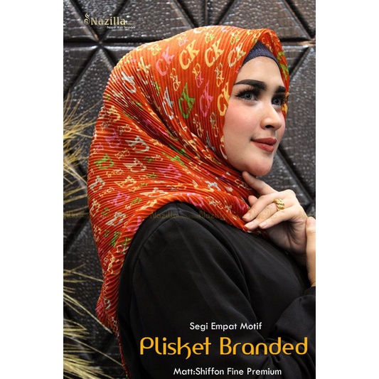 Jilbab Segi Empat Motif Plisket Polycatton Ori Nazilla-Cika Bata
