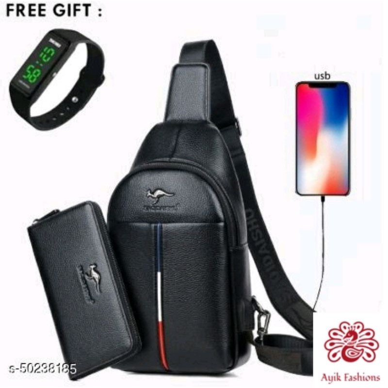 TAS SLEMPANG PRIA FREE JAM & DOMPET