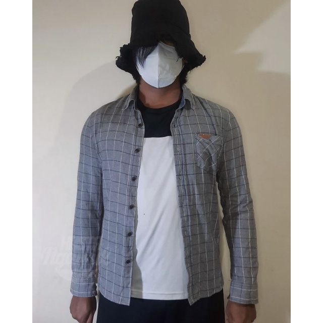 Kemeja Flanel Oxford Casual Outdoor HANGTEN CROCODILE GIORDANO tartan kotak size S-L second