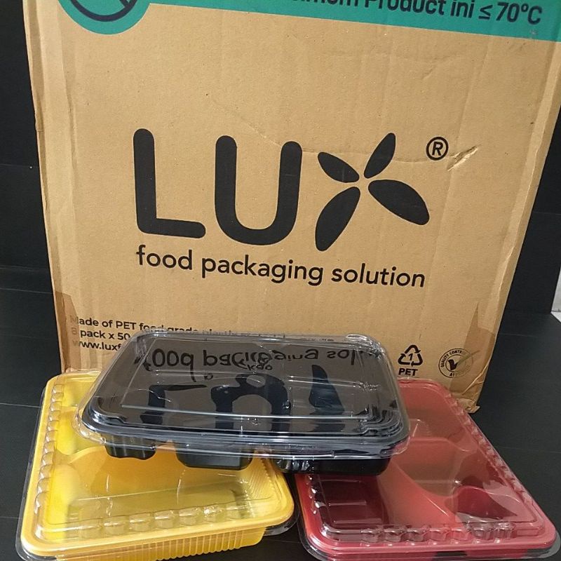 Mika Bento / Mika bento sekat 4 merk Lux / Kotak nasi bento / tray bento hitam / box bento bintang / Mika bento bintang 4 sekat / Kotak Makan / Wadah Makan Plastik