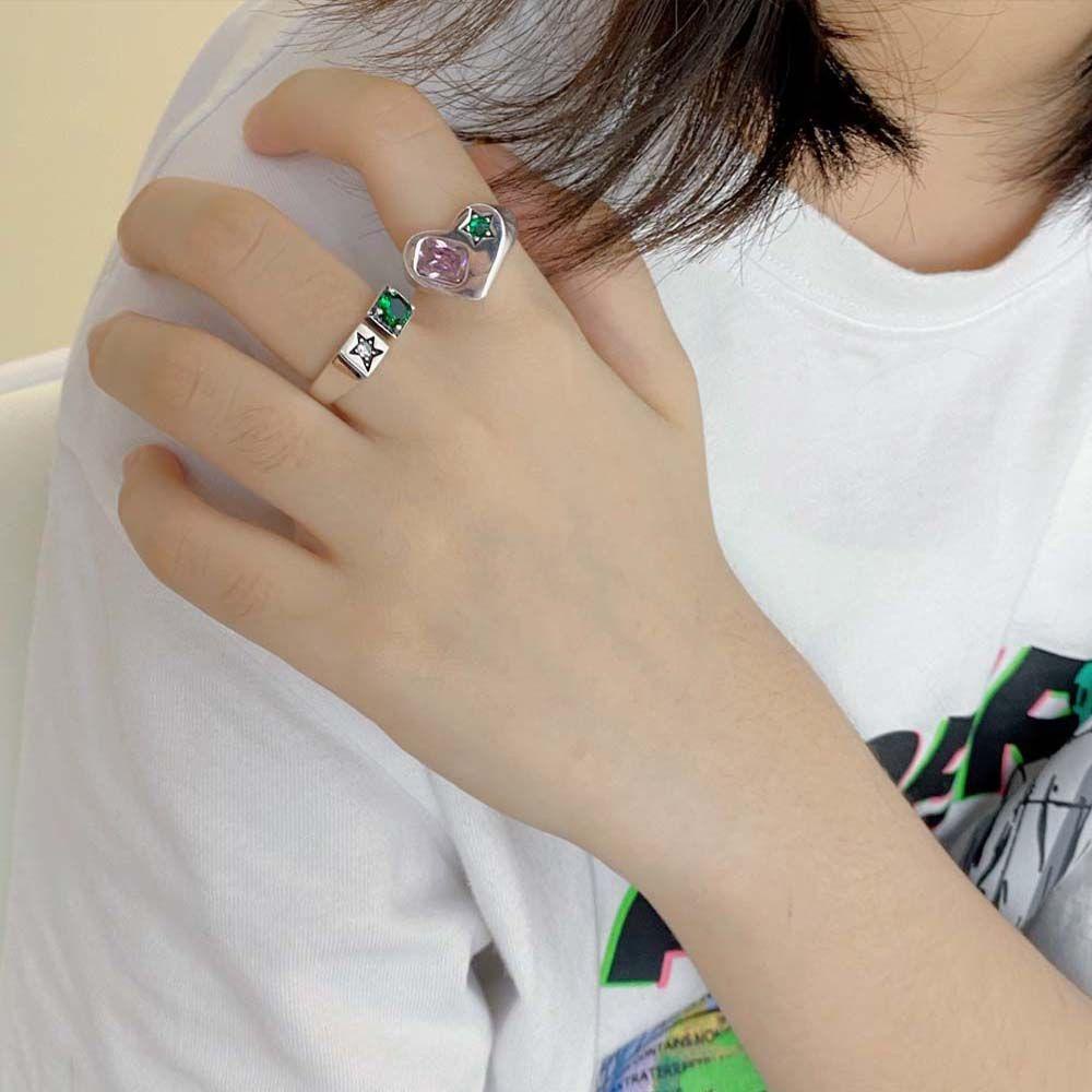 Mxbeauty Cincin Kristal Wanita Fashion Adjustable Hadiah Aksesoris Pesta Zirkon Pembukaan Rings