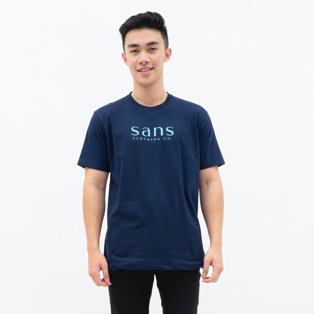 SANVANINA Kaos T-Shirt Basic Logo Navy Biru Muda | D-06 Sans Tee Navy Sky Blue