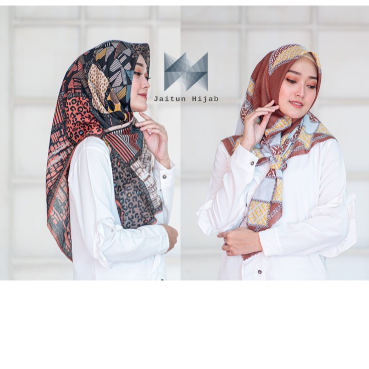 Kerudung Voal Motif Premium Segi  empat  Square Printing 