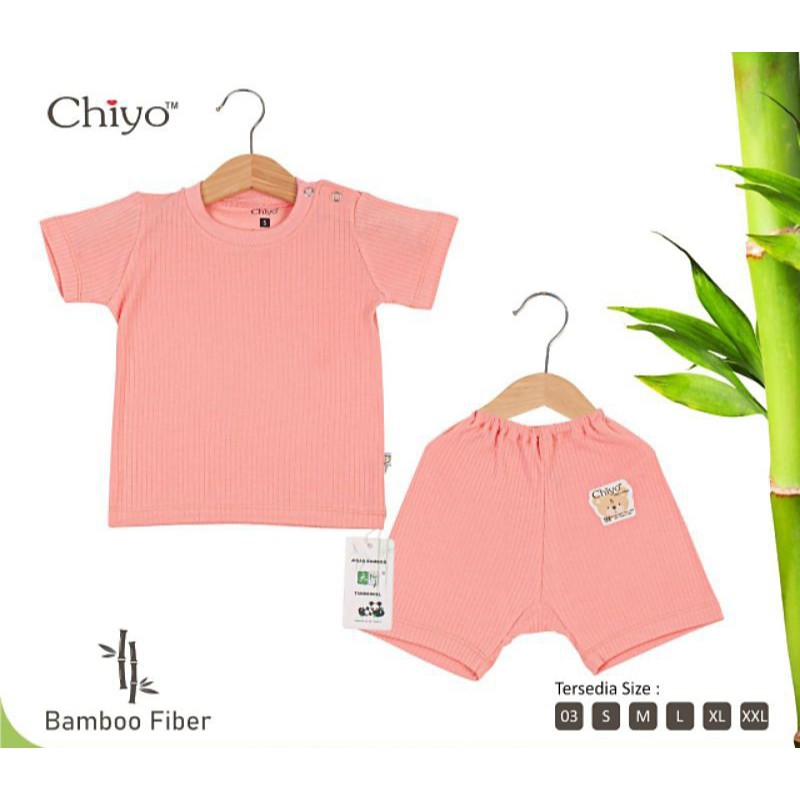 CHIYO BAMBOO Setelan Oblong Pendek &amp; Celana Pendek Size 4 - 24 Bulan