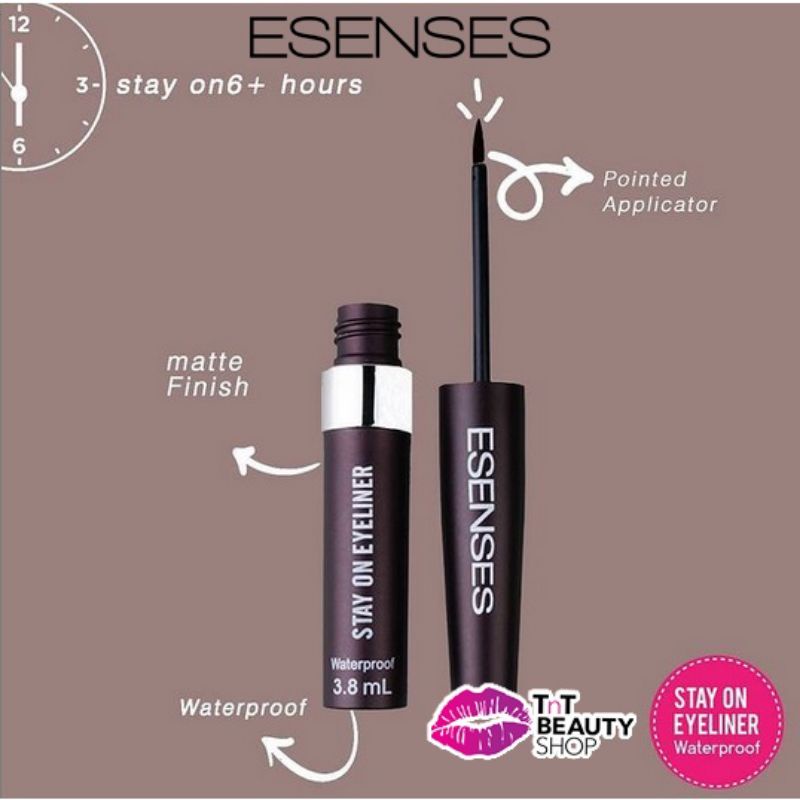 ESENSES Stay On Eyeliner 4ml [ Waterproof,Longlasting dan ujung kuas yang tipis ]