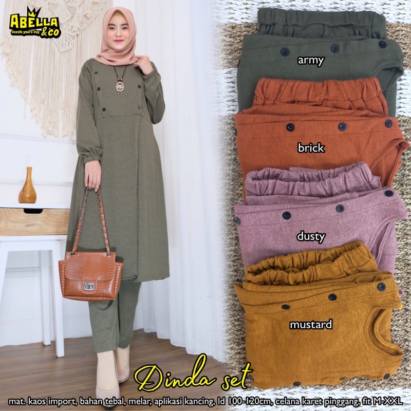 Dinda Set Setelan Tunik & Celana Kaos Polos