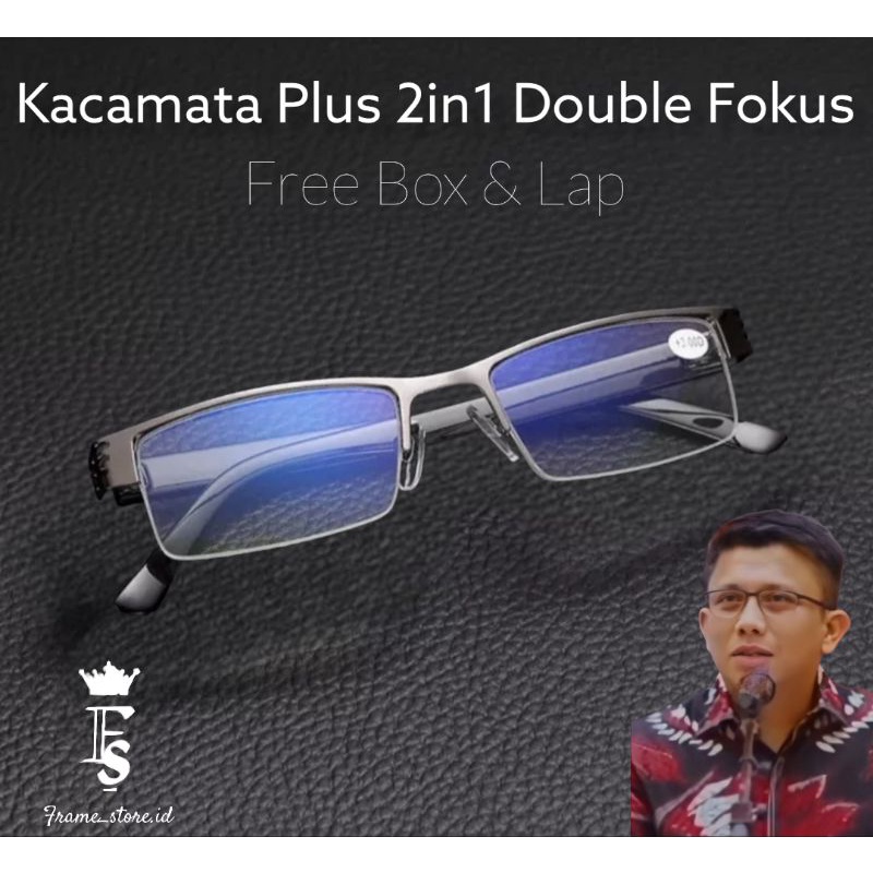 Kacamata Plus 2in1 Double Fokus Lensa Anti Radiasi/ Kaca Mata Baca Dan Jalan Super Fokus Unisex