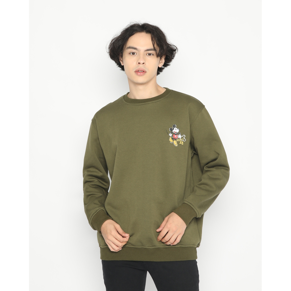 Baju Kaos Jacket Hoodie Flanel Disney | Erigo Sweatshirt Stay Mickey Olive Original  Keren