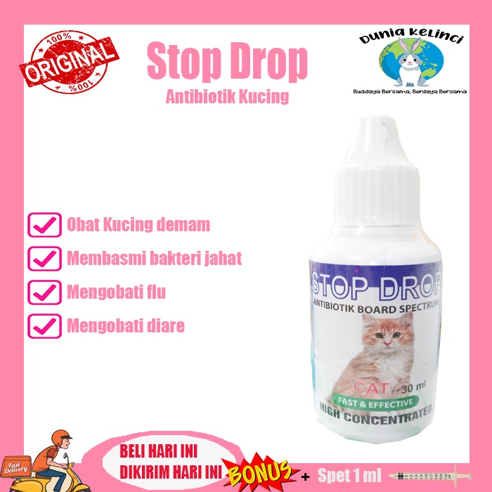 Anti Biotik Kucing Stop Drop Basmi Semua Jenis Bakteri Obat demam