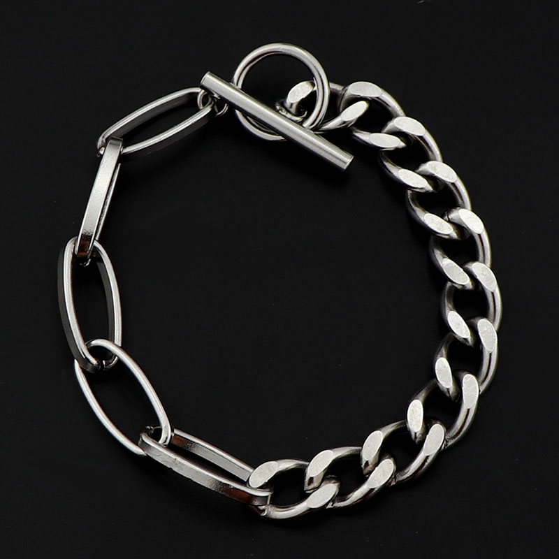 Gelang Model T-Buckle Hipster Hip Hop Street Bahan Titanium Steel