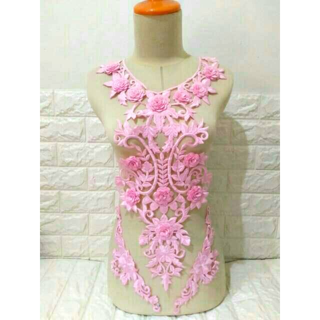 Renda bordir bunga kirana timbul