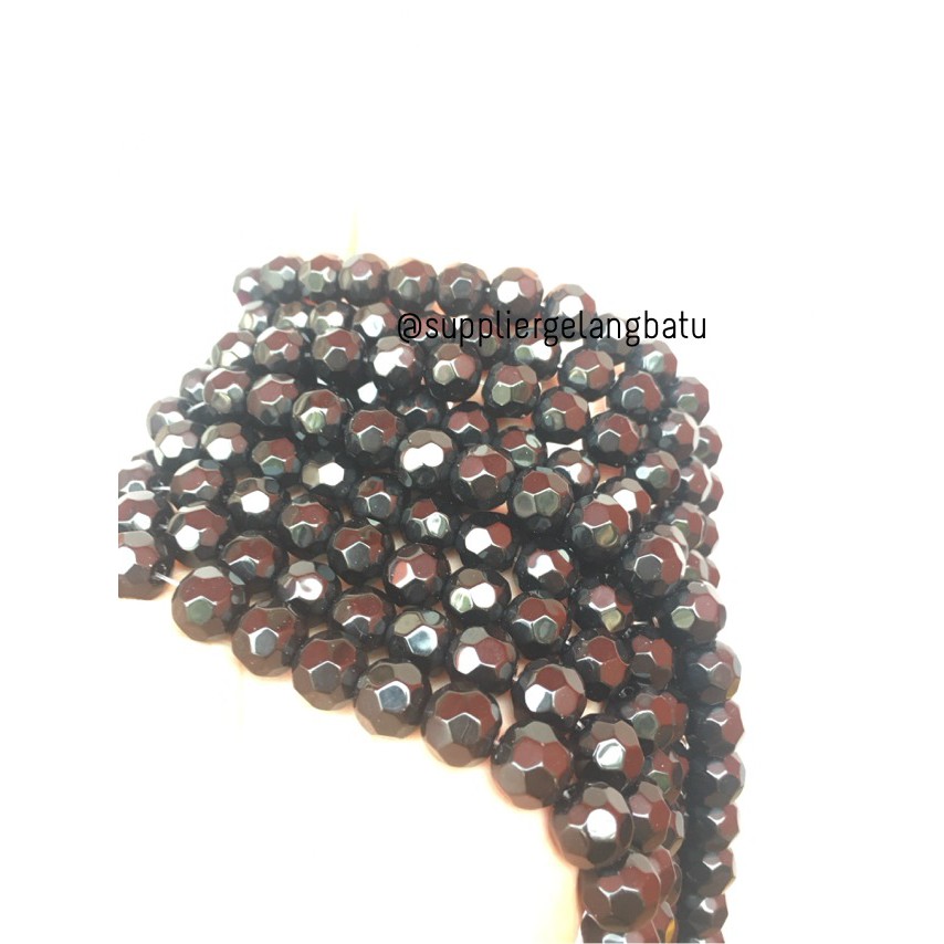 kristal bola dunia cutting 10mm HITAM ceko bulat craft manik beading supplier grosir fashion bahan