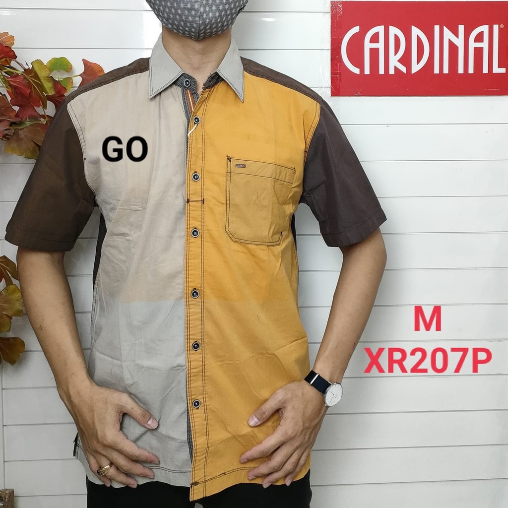 gof M CARDINAL KEMEJA CASUAL Pakaian Atasan Pria Kemeja Reguler Hem Casual Santai Lengan Pendek