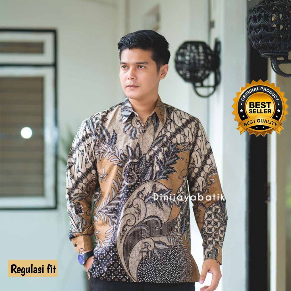 [BATIK PRIA] Kemeja Batik Pria Atasan Batik Pria Lengan Panjang Kenongo Hem Padi Pekalongan M L XL