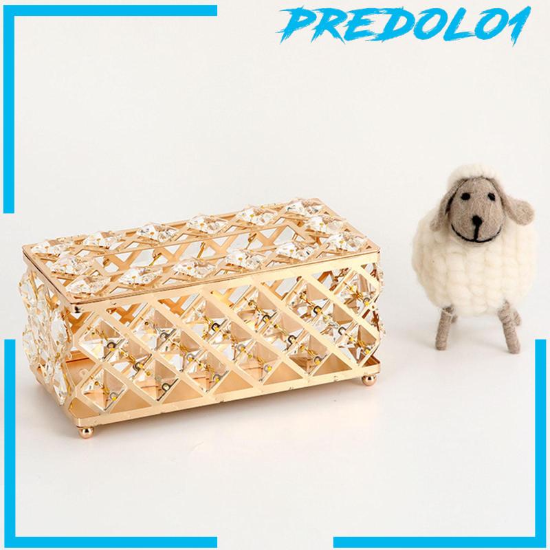 (Predolo1) Tempat Tisu Dengan Kristal Imitasi Untuk Dekorasi Mobil