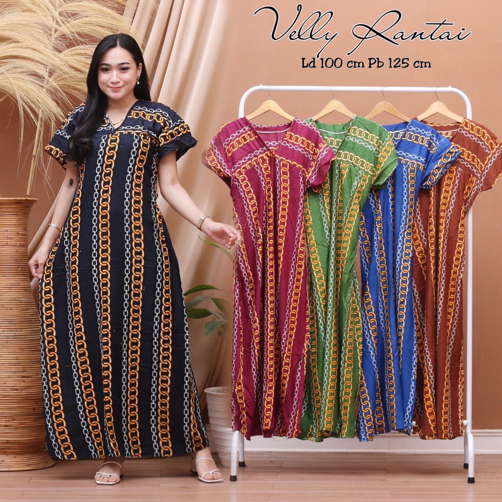 Daster long semata kaki, daster panjang kekinian - Baju Tidur Daster Panjang - Dada V-VL. Ranti