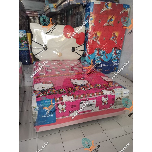 Single Bed Boxi Maxy by Mr Coil Hello Kitty 3D Garansi Spring 15th Springbed dan Dipan