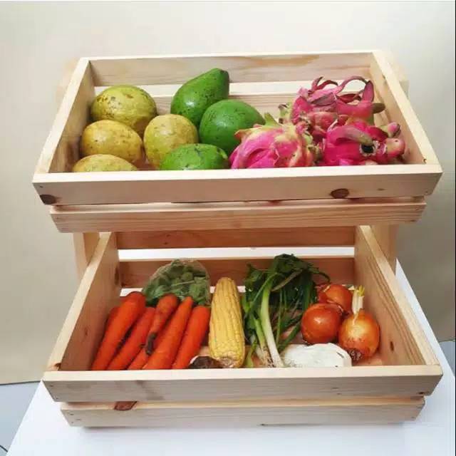 Rak buah dan sayur dari kayu