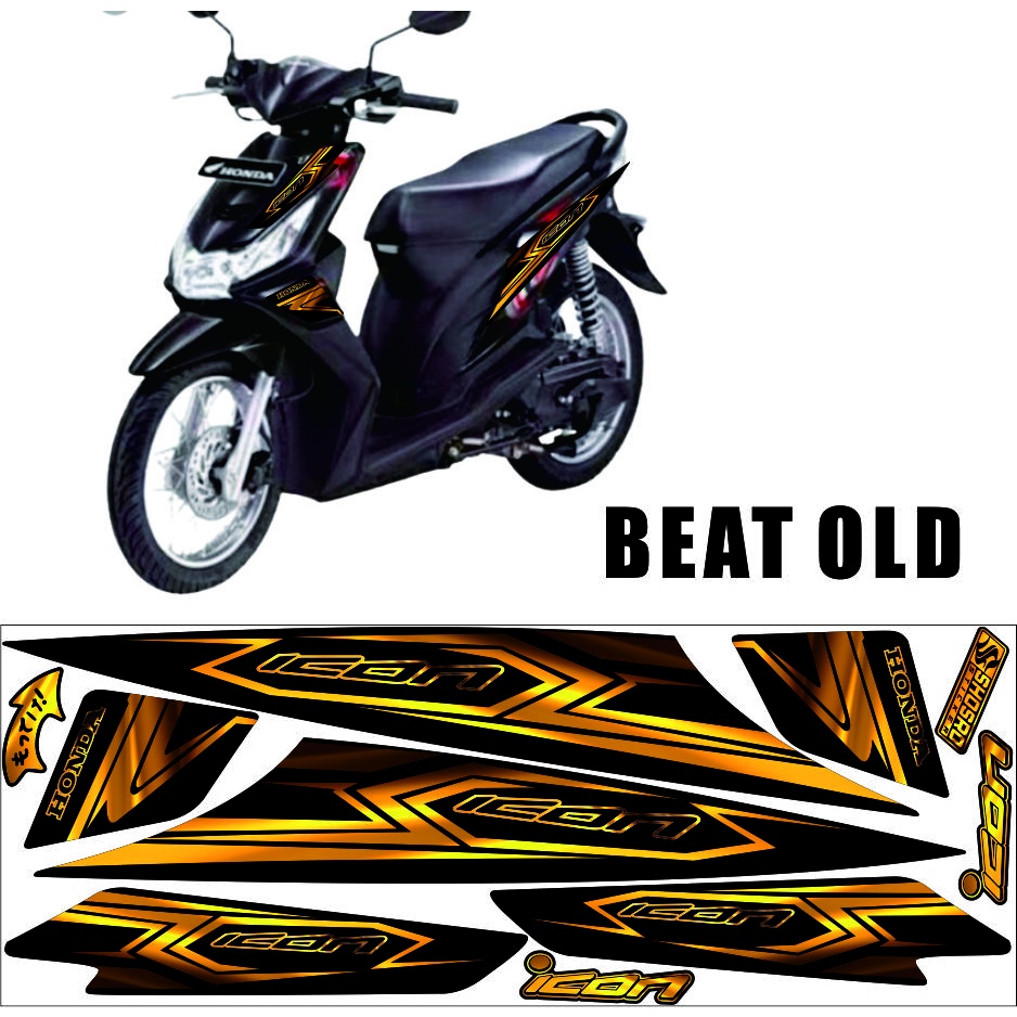 Jual STRIPING VARIASI HONDA BEAT OLD LIS BEAT KARBU MOTIF GOLD STIKER