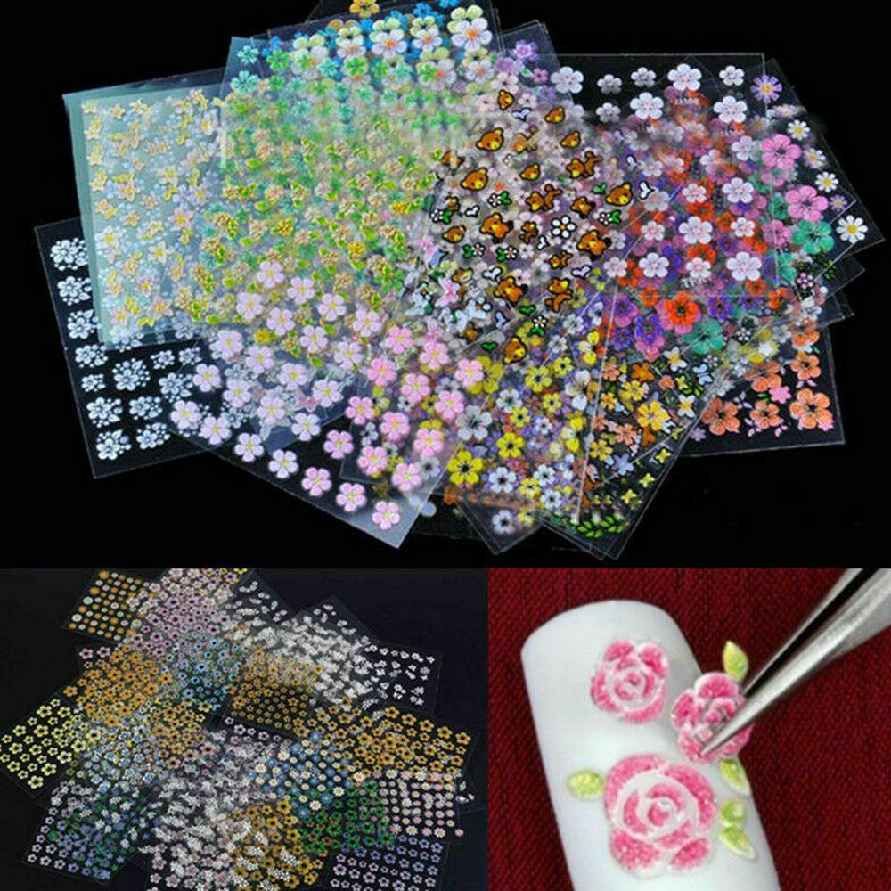 Mxbeauty Stiker Nail Art Decals Dekorasi Bunga 3D Design Manicure Tips Manikur Bunga