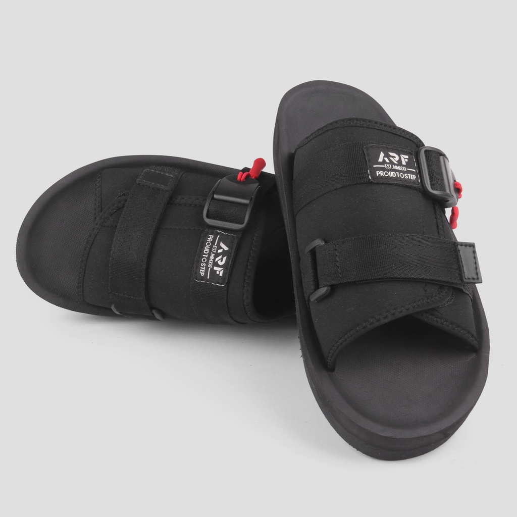 MARCO BLACK |ManNeedMe x ARF| Sandal Slip On Pria Sendal Slop Outdoor ORIGINAL