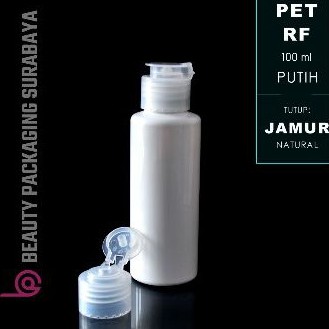 Botol Plastik PET 100ml RF Putih Tutup Fliptop Jamur