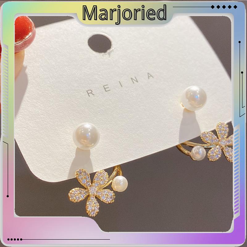 Anting 925 Perak Jarum Ikan Korea Ekor Mutiara 2021 Baru Trendi Elegan Fashion Stud Earrings-MJD