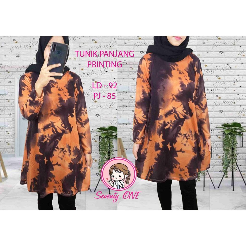 Seventy One Tunik Panjang Abstrak / Tie