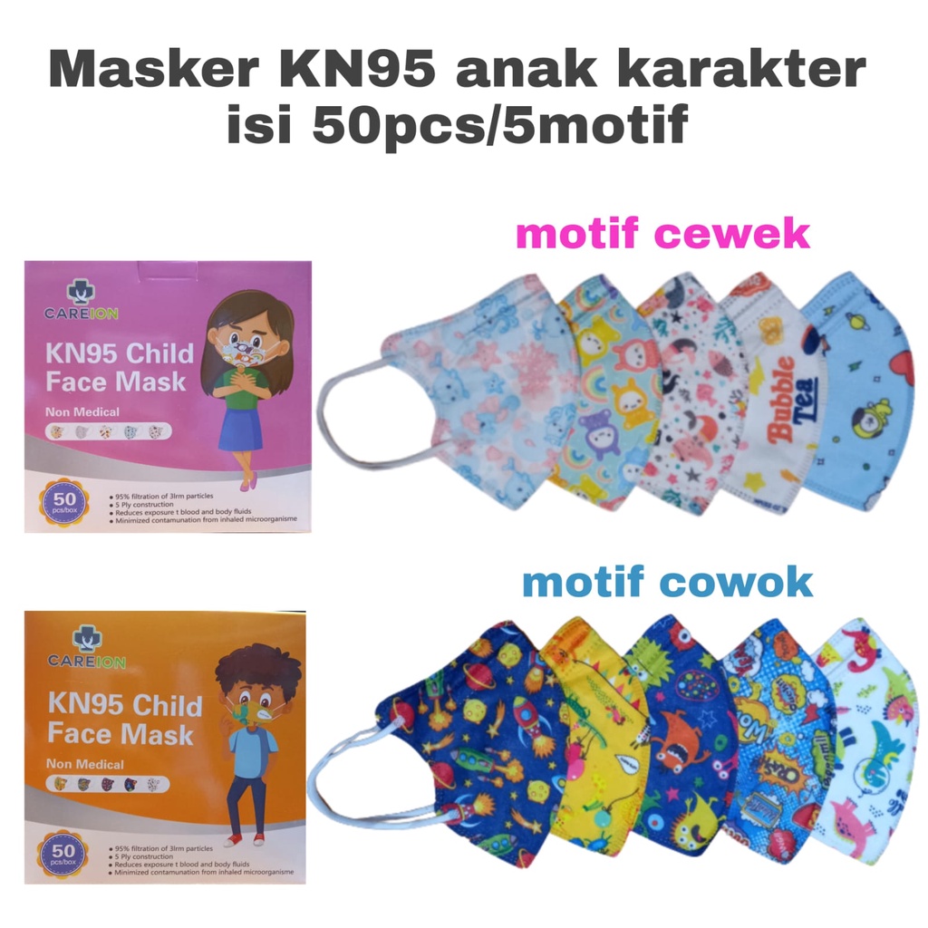 MASKER KN95 CHILD 5PLY ISI 50 PCS MASKER KN 95 KIDS FACE MASK EARLOOP