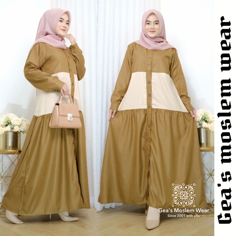 gamis toyobo premium busui bigsize jumbo kombinasi warna susun katun polos terbaru syari muslimah
