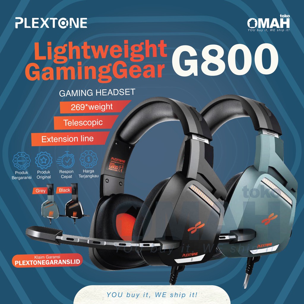 Headset Gaming Plextone G800 Headphone HP Garansi LED Light Garansi Resmi