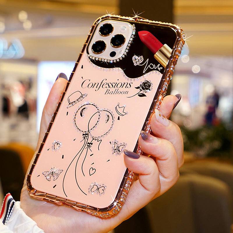 Case Pelindung Lensa Kamera Belakang Aksen Glitter Berlian Untuk iPhone 13 12 11 Pro Max X XS Max 12 Mini