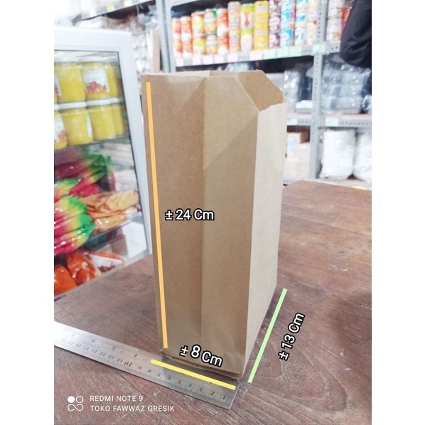 

(isi 100) Paper Bag Grade Kantong Kertas Polos 13x25x8 / Paper Bag COKLAT / Kraft Bag
