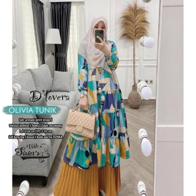 BAJU TUNIK DAN PAKAIAN SET OLIVIA TUNIK DAN KIRANI SET BY DLOVERA FASHION MUSLIM MODIS