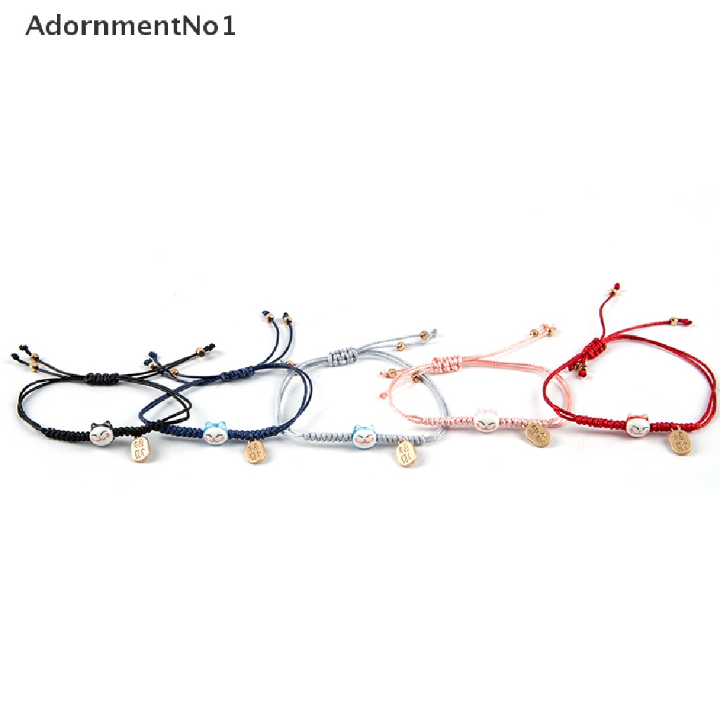 (AdornmentNo1) Gelang Tangan Tali Handmade Aksen Kucing Keberuntungan Untuk Pasangan / Pria / Wanita