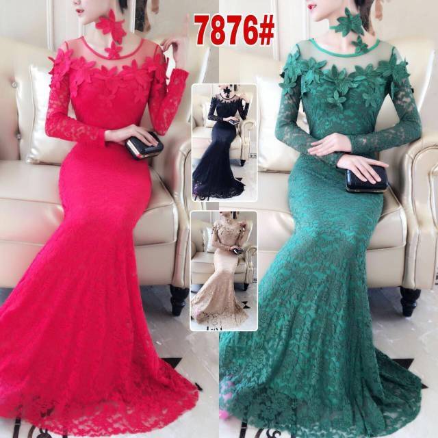 Baju penyanyo, baju pesta Long dress brukat import