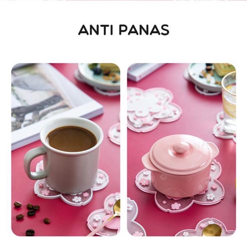 SAMONO STM20 Tatakan Alas Panci Pink Tahan Panas Silikon Tahan Air Anti Slip Premium Tahan Panas Design 3D