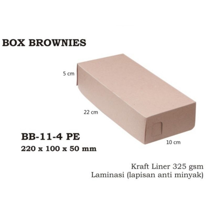 

BOX KUE BROWNIES / DUS KUE KRAFT uk 22x10x5 cm @10pcs foodgrade 325 GSM