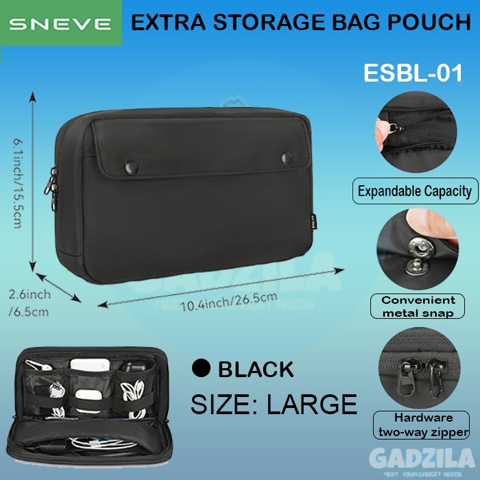Sneve Extra Storage Pouch Bag Handbag Organizer Travel Tas Tempat Kabel Charger Earphone