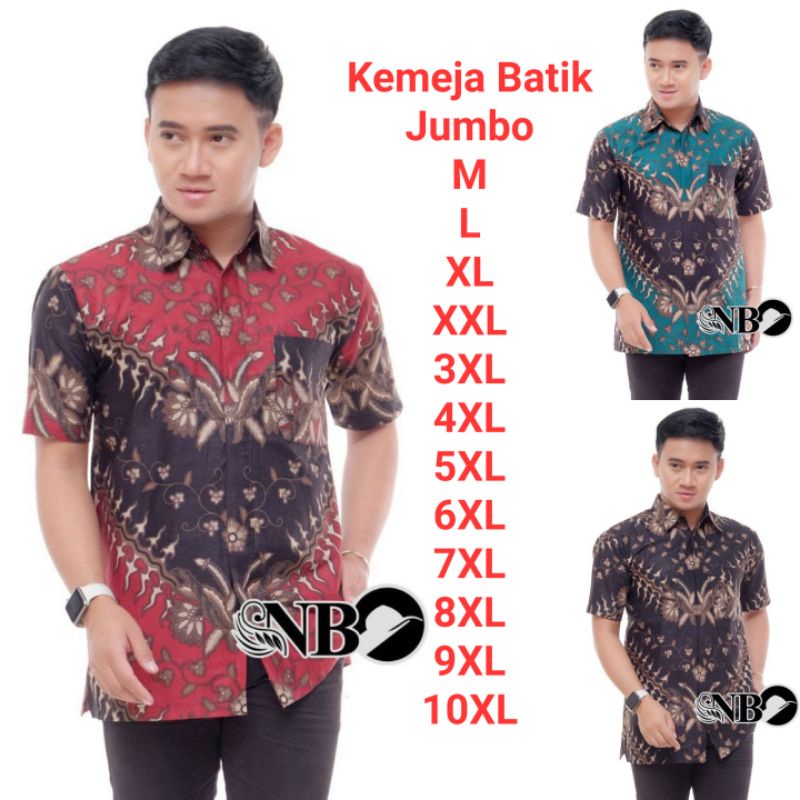 Kemeja Batik Pria Lengan Pendek Baju Batik Jumbo Pria Hem Batik Pria Lengan Pendek Size M - 10XL