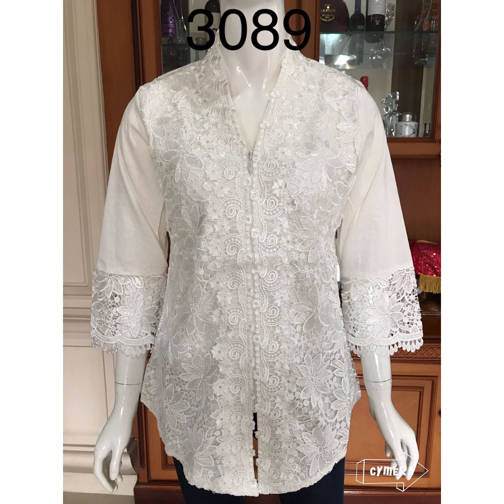 Kebaya  putih tulang  full brukat alexuez /kebaya alexuez encim 3089