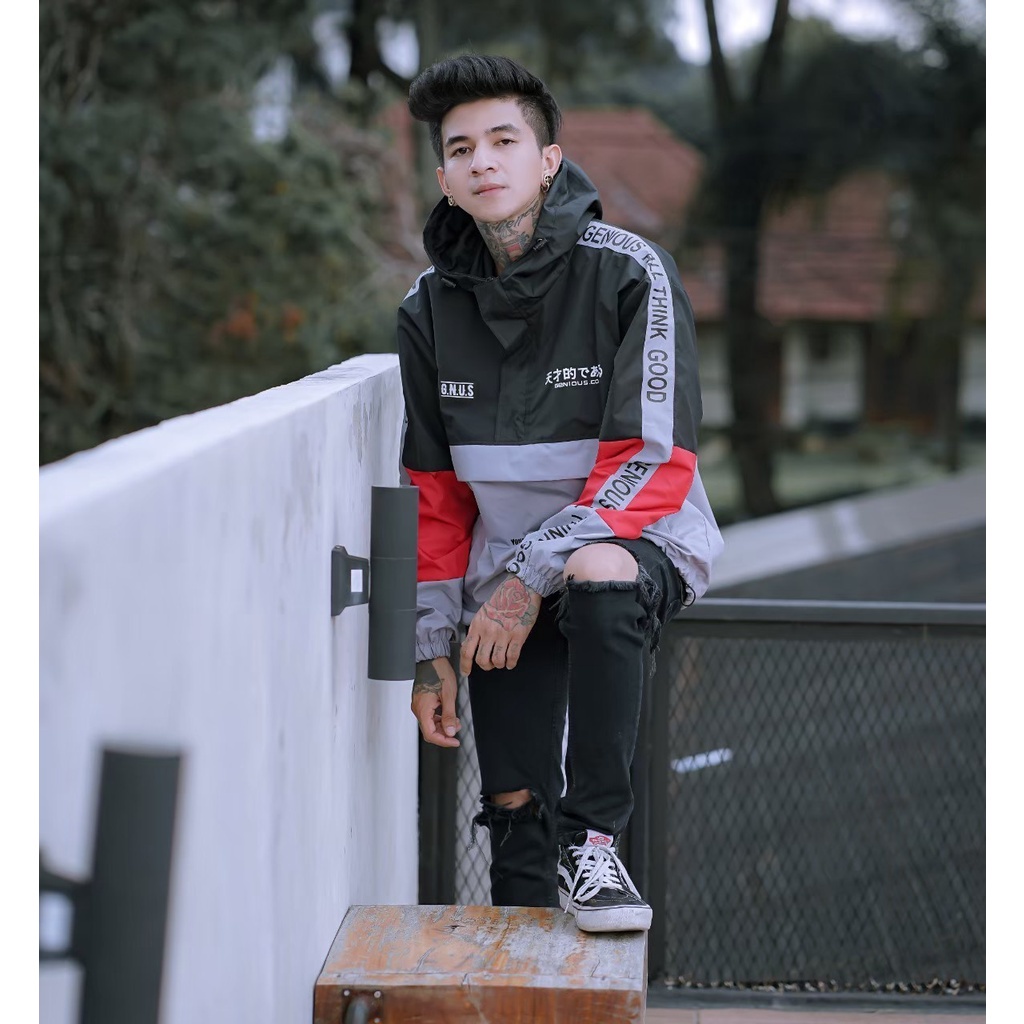 JAKET PRIA-JAKET CAGOULE PRIA MURAH-JAKET SALVIO HEXIA-JAKET ORIGINAL-JAKET DISTRO-JAKET PARASIT-Jaket Cagoule Pria-HITAM ABU MUDA GNUS