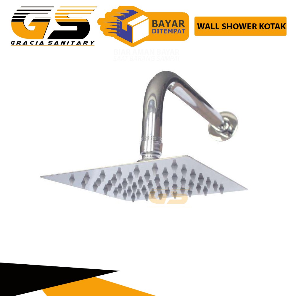 Wall Shower Tanam Kepala Pancuran Hujan Shower Mandi 8Inch Square