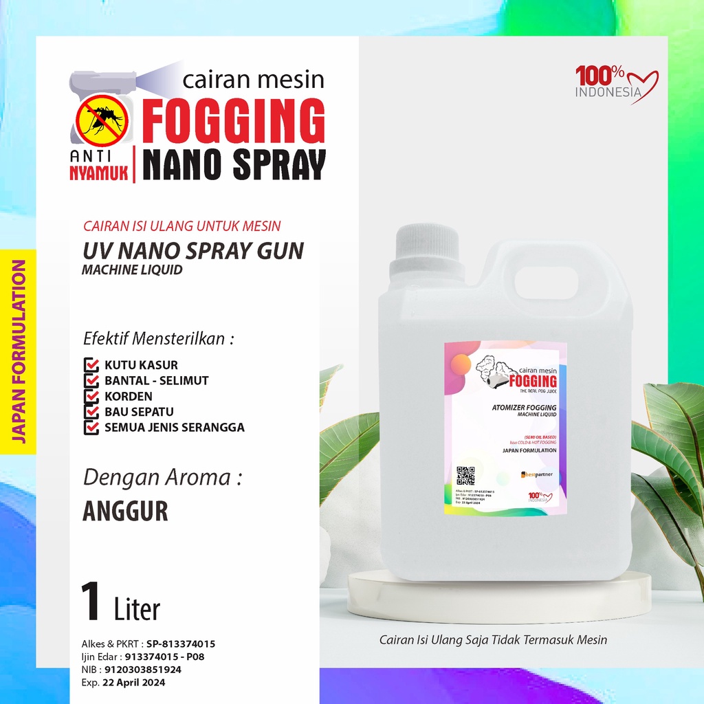 Cairan fogging  Anti Nyamuk, Hama DBD 1 liter Nano  Jerigen / Cairan Pembersih Anti Nyamuk Wangi 1 Liter Jerigen