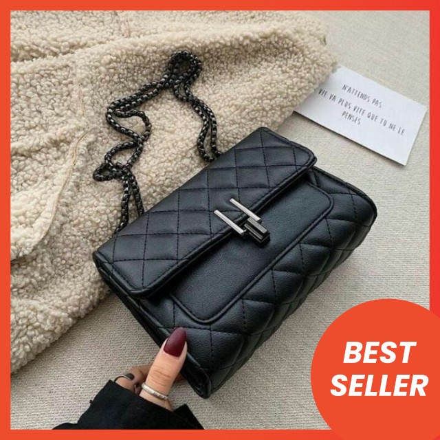 Tas Selempang Slempang Sling Bag Bahu Rantai Wanita Korean style Kunci Putar Kekinian Cocok untuk OOTD Kondangan Pesta-4