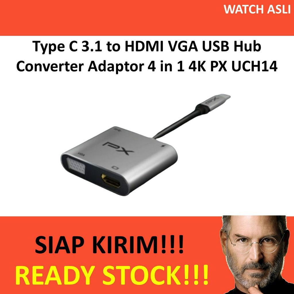 Type C 3.1 to HDMI VGA USB Hub Converter Adaptor 4 in 1 4K PX UCH14