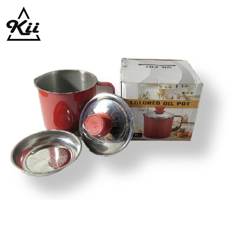 Tempat Saring Minyak Stainless Colored - Stainless Oil Pot 1200ml