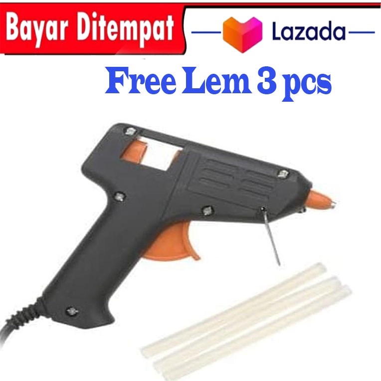 LEM TEMBAK 1 SET MURAH GLUE GUN 10 WATT &amp; 3 PCS REFILL LILIN LEM TEMBAK